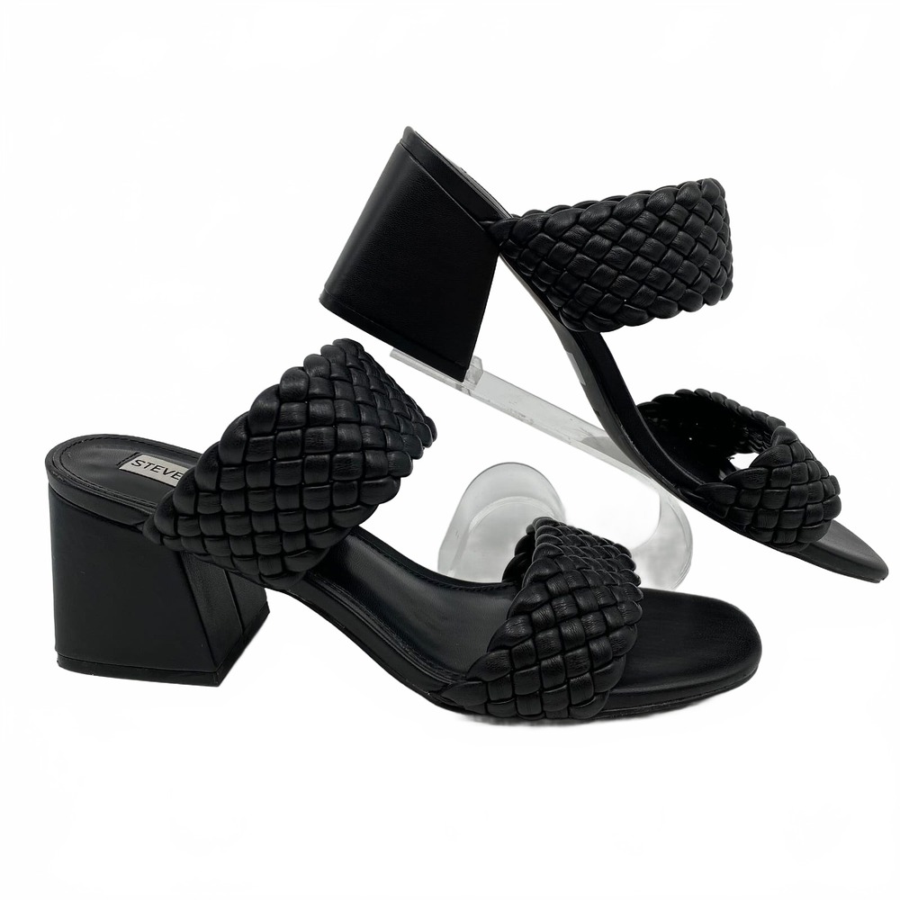 Steve Madden Black Daphnee Woven Strap Heels | Women’s Size 10